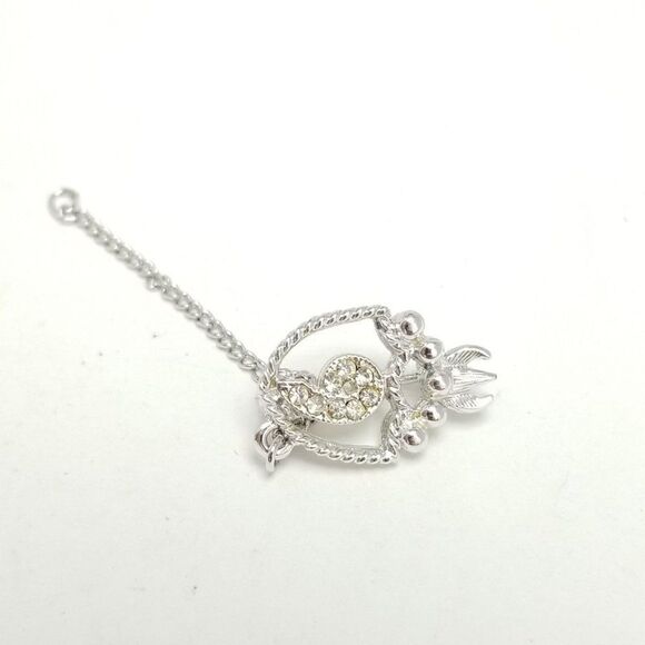 Vintage Little Number 9 Rhinestone Brooch, Silver Tone Lapel Pin, Estate - Picture 2 of 5